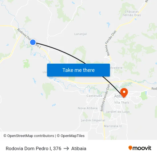 Rodovia Dom Pedro I, 376 to Atibaia map