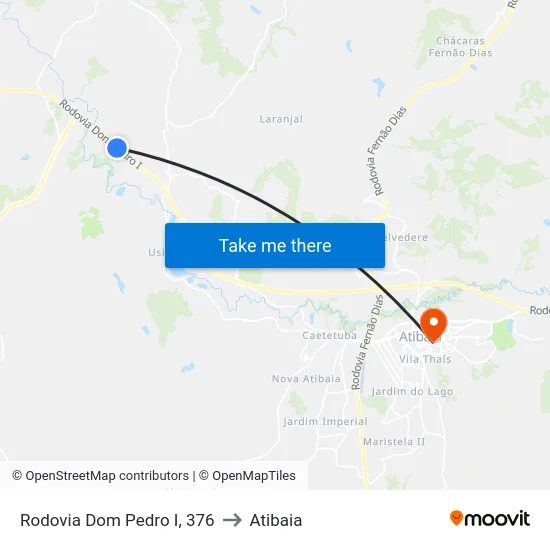 Rodovia Dom Pedro I, 376 to Atibaia map