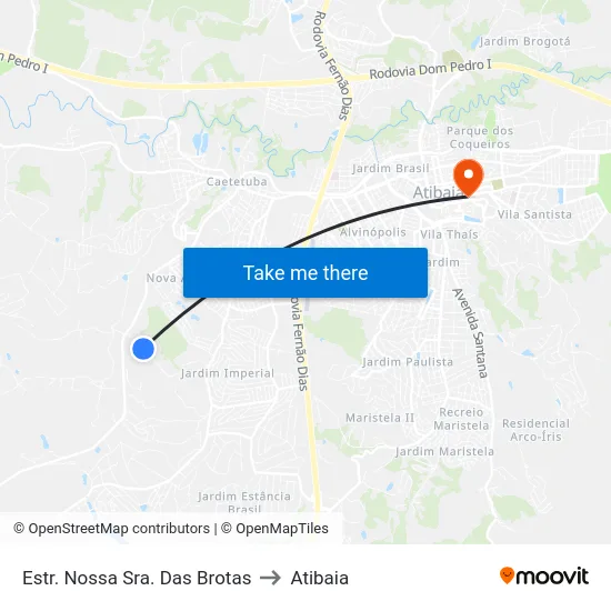 Estr. Nossa Sra. Das Brotas to Atibaia map