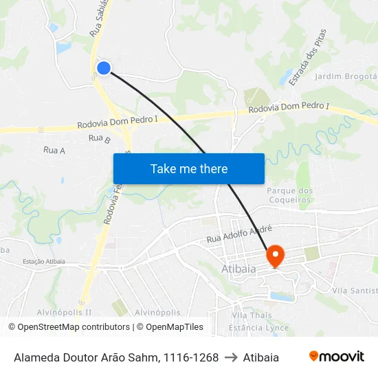 Alameda Doutor Arão Sahm, 1116-1268 to Atibaia map