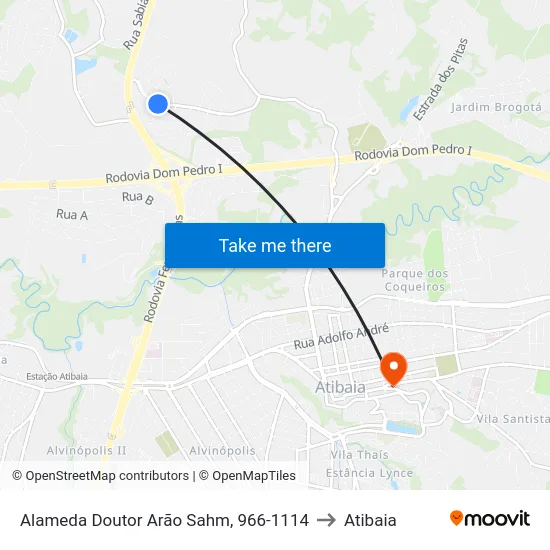 Alameda Doutor Arão Sahm, 966-1114 to Atibaia map