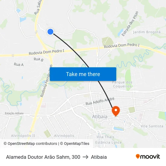 Alameda Doutor Arão Sahm, 300 to Atibaia map