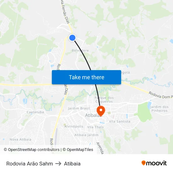 Rodovia Arão Sahm to Atibaia map