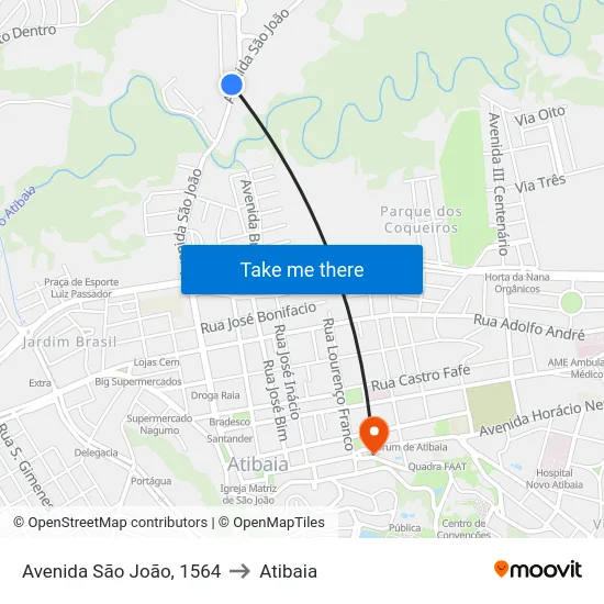 Avenida São João, 1564 to Atibaia map