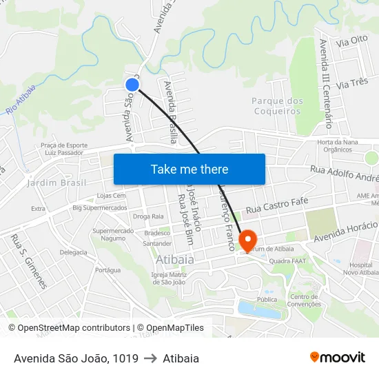 Avenida São João, 1019 to Atibaia map