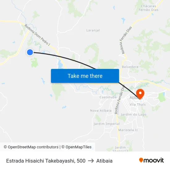 Estrada Hisaichi Takebayashi, 500 to Atibaia map