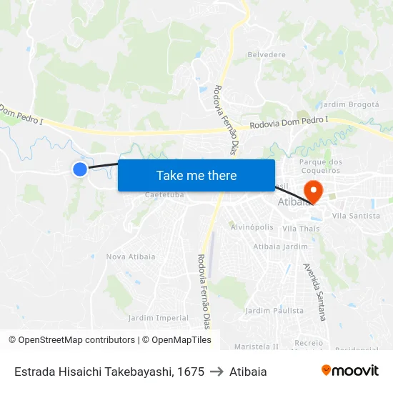 Estrada Hisaichi Takebayashi, 1675 to Atibaia map