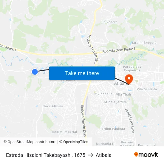 Estrada Hisaichi Takebayashi, 1675 to Atibaia map