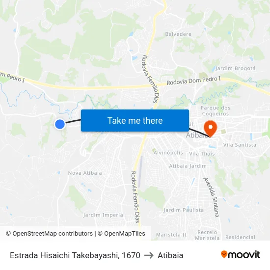 Estrada Hisaichi Takebayashi, 1670 to Atibaia map