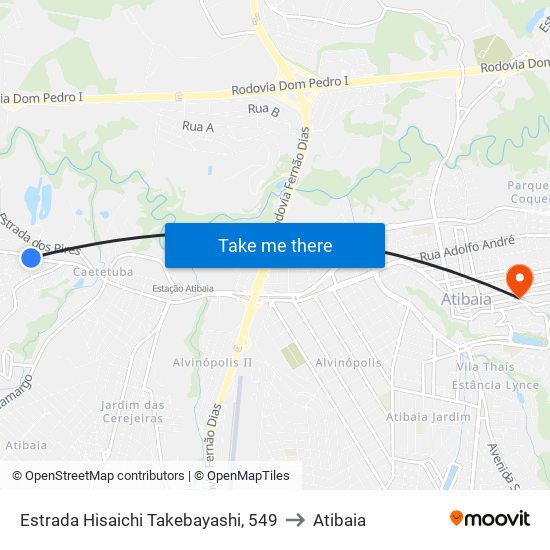 Estrada Hisaichi Takebayashi, 549 to Atibaia map