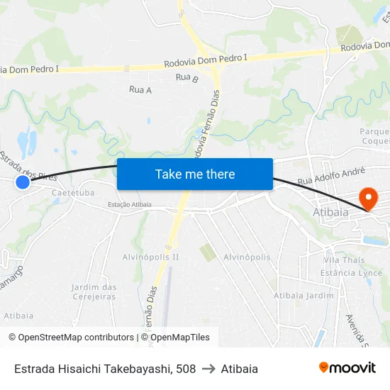 Estrada Hisaichi Takebayashi, 508 to Atibaia map