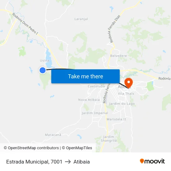 Estrada Municipal, 7001 to Atibaia map