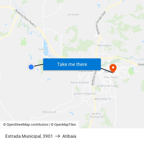 Estrada Municipal, 3901 to Atibaia map