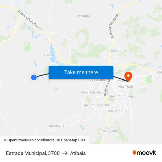 Estrada Municipal, 3700 to Atibaia map