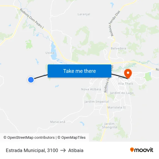 Estrada Municipal, 3100 to Atibaia map