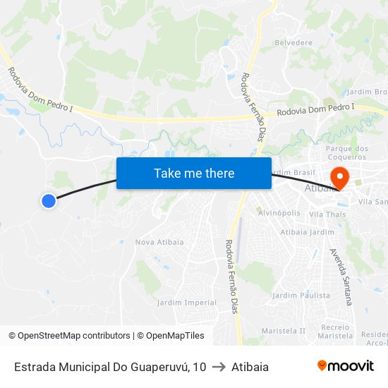Estrada Municipal Do Guaperuvú, 10 to Atibaia map
