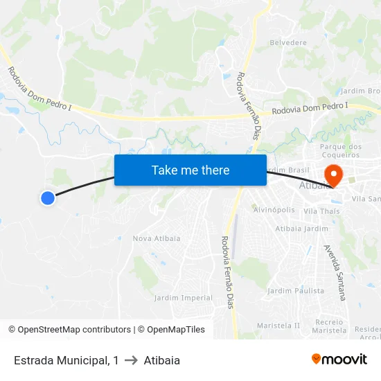 Estrada Municipal, 1 to Atibaia map
