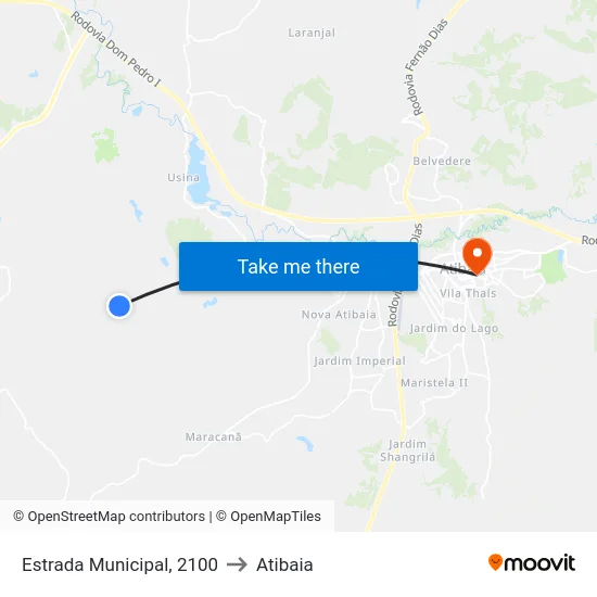 Estrada Municipal, 2100 to Atibaia map