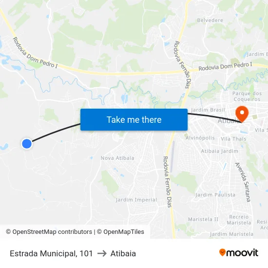 Estrada Municipal, 101 to Atibaia map