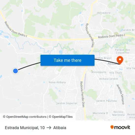 Estrada Municipal, 10 to Atibaia map