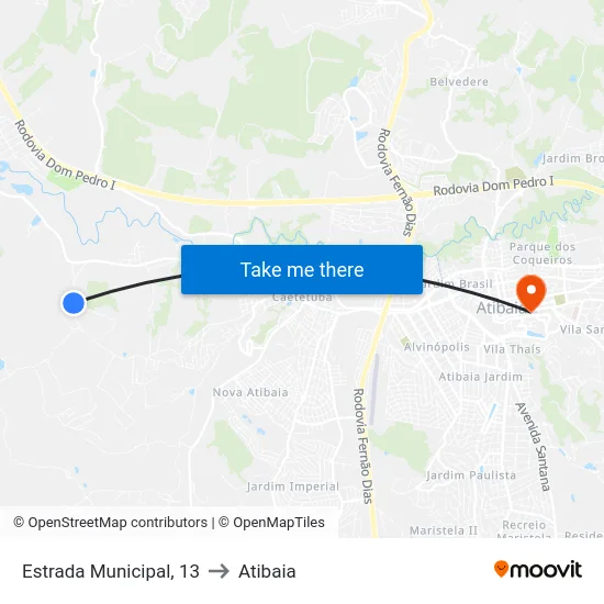 Estrada Municipal, 13 to Atibaia map