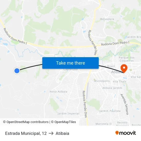 Estrada Municipal, 12 to Atibaia map