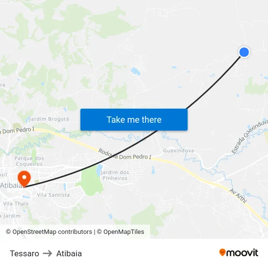 Tessaro to Atibaia map
