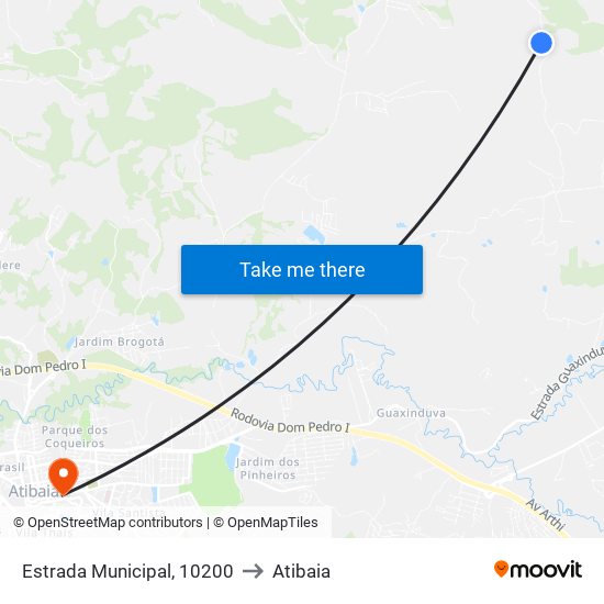 Estrada Municipal, 10200 to Atibaia map