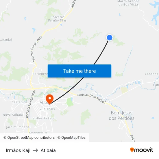 Irmãos Kaji to Atibaia map