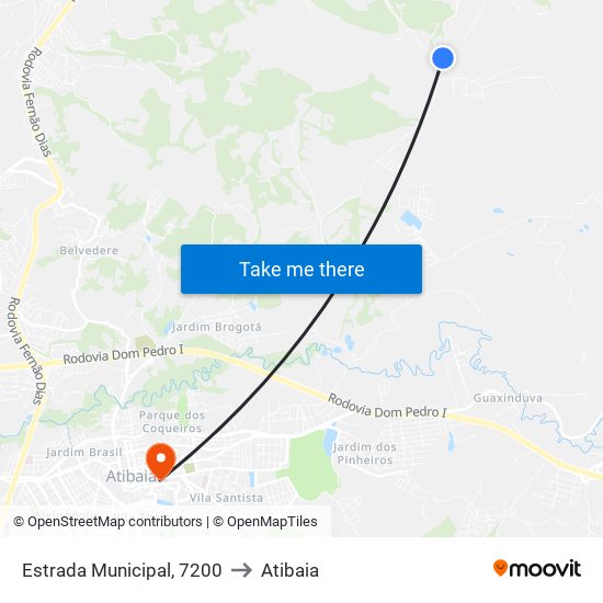 Estrada Municipal, 7200 to Atibaia map