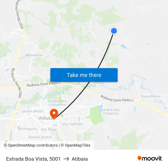 Estrada Boa Vista, 5001 to Atibaia map