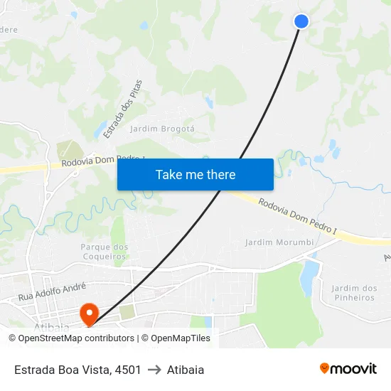 Estrada Boa Vista, 4501 to Atibaia map