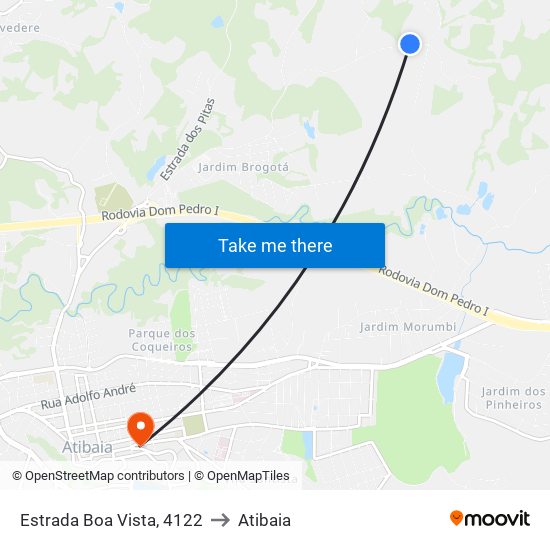 Estrada Boa Vista, 4122 to Atibaia map