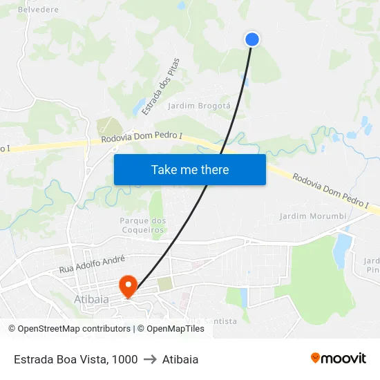 Estrada Boa Vista, 1000 to Atibaia map