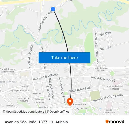 Avenida São João, 1877 to Atibaia map
