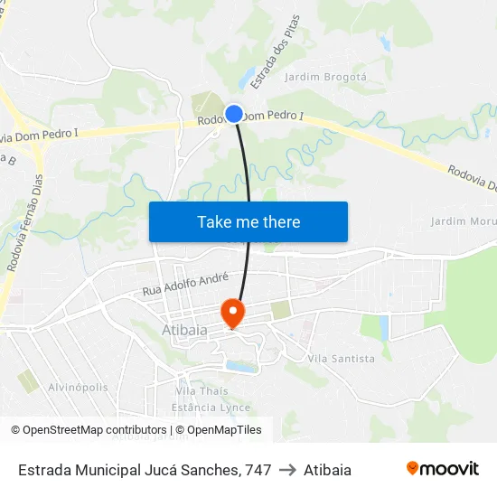 Estrada Municipal Jucá Sanches, 747 to Atibaia map