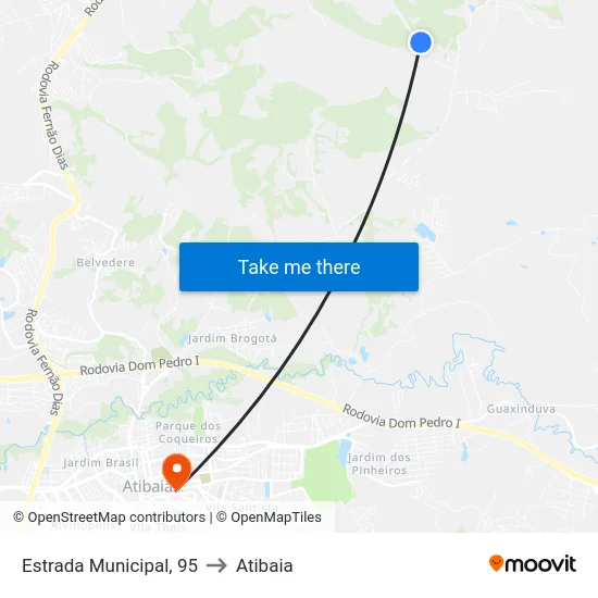 Estrada Municipal, 95 to Atibaia map