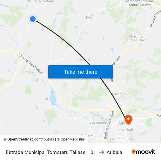 Estrada Municipal Tomoteru Takase, 101 to Atibaia map