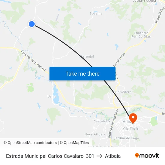 Estrada Municipal Carlos Cavalaro, 301 to Atibaia map