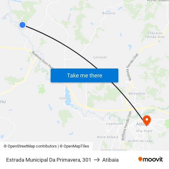 Estrada Municipal Da Primavera, 301 to Atibaia map