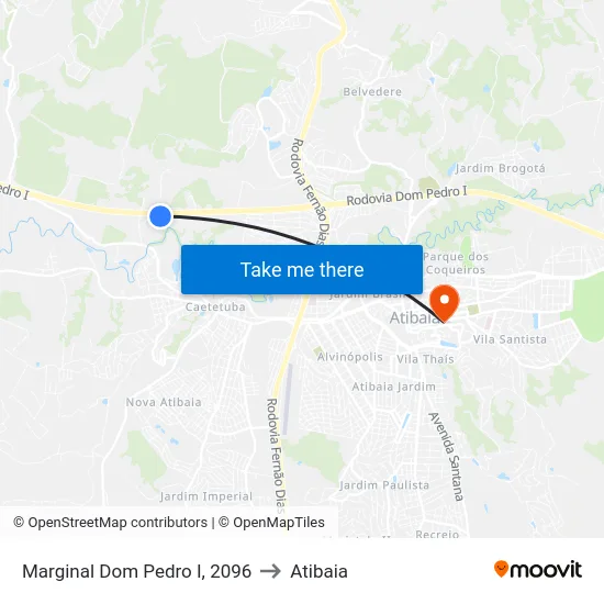 Marginal Dom Pedro I, 2096 to Atibaia map