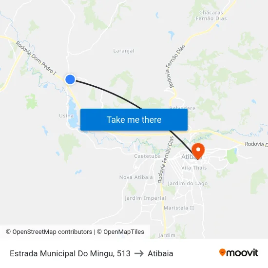Estrada Municipal Do Mingu, 513 to Atibaia map
