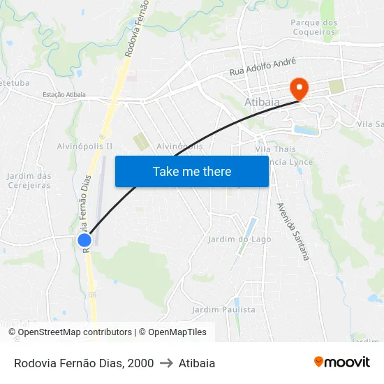 Rodovia Fernão Dias, 2000 to Atibaia map