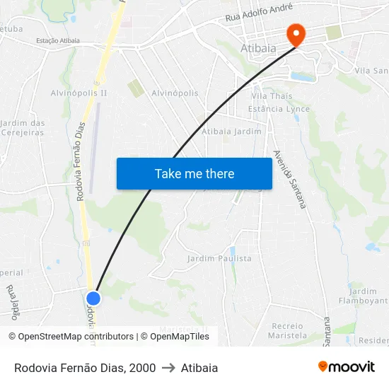Rodovia Fernão Dias, 2000 to Atibaia map
