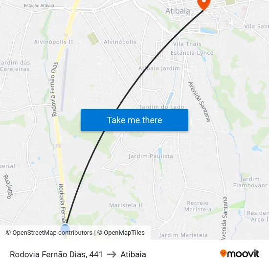 Rodovia Fernão Dias, 441 to Atibaia map