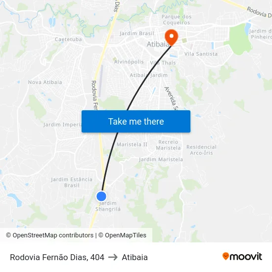 Rodovia Fernão Dias, 404 to Atibaia map