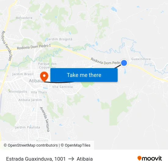Estrada Guaxinduva, 1001 to Atibaia map