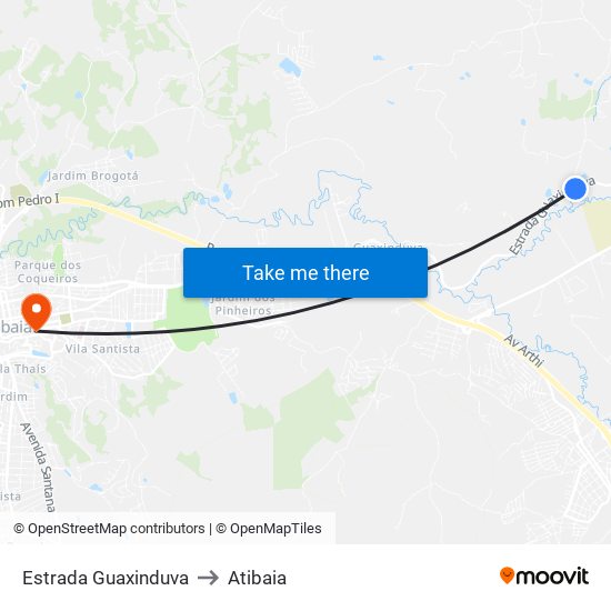 Estrada Guaxinduva to Atibaia map