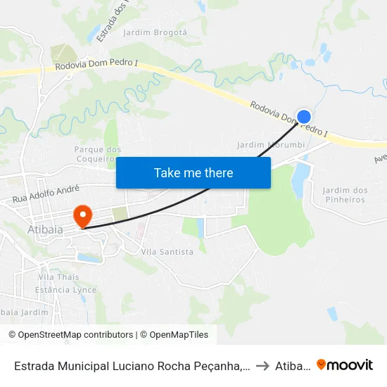 Estrada Municipal Luciano Rocha Peçanha, 61 to Atibaia map