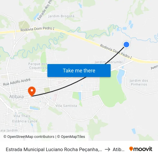 Estrada Municipal Luciano Rocha Peçanha, 100 to Atibaia map